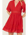 Image #3 - Wishlist Women's Solid Lace Trim Mini Dress, Red, hi-res