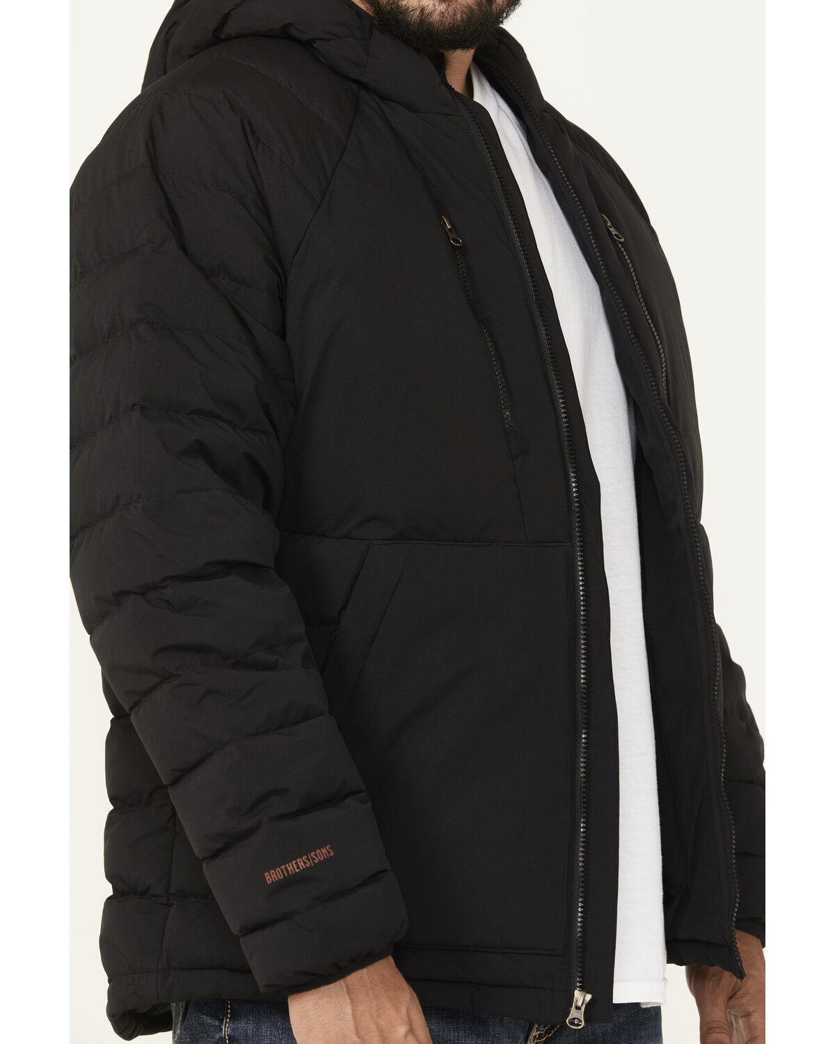 Image #3 - Brothers and Sons Men's Down Hooded Jacket, Black, hi-res