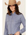 Image #2 - Outback Trading Co Women's Solid Knit Long Sleeve Snap Western Shirt, Blue, hi-res