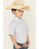 Image #2 - Ely Walker Boys' Geo Print Short Sleeve Snap Western Shirt, White, hi-res