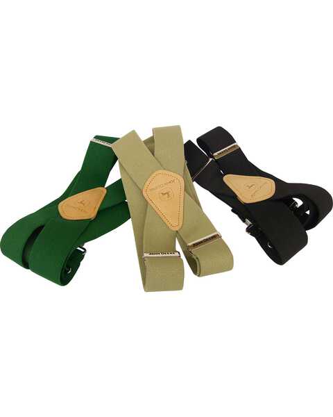 Image #1 - John Deere Leather Patch Suspenders, Green, hi-res