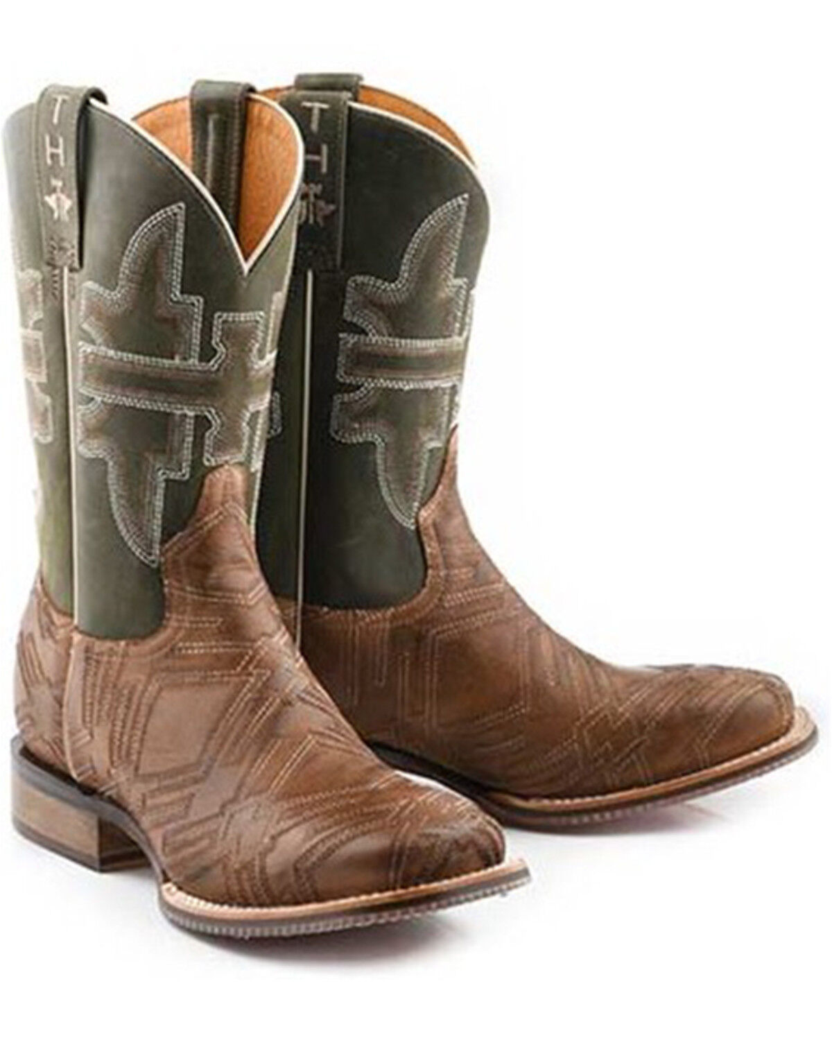Image #1 - Tin Haul Men's I'm In Stitches Cowboy Heritage Western Boots - Broad Square Toe, Tan, hi-res