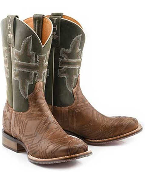 Tin Haul Men's I'm In Stitches Cowboy Heritage Western Boots - Broad Square Toe , Tan, hi-res