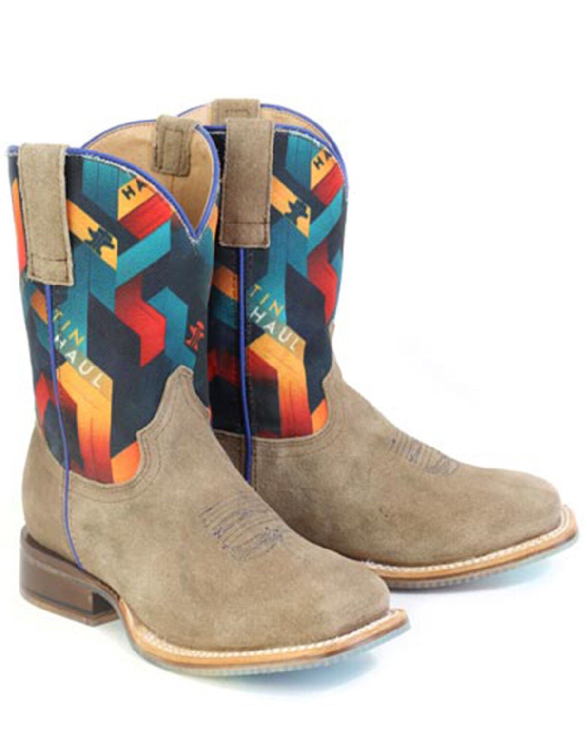 Tin Haul Boys' Color Me Cool Western Boots - Broad Square Toe, Tan, hi-res