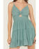 Image #3 - Angie Women's Eyelet Sleeveless Mini Dress, Green, hi-res