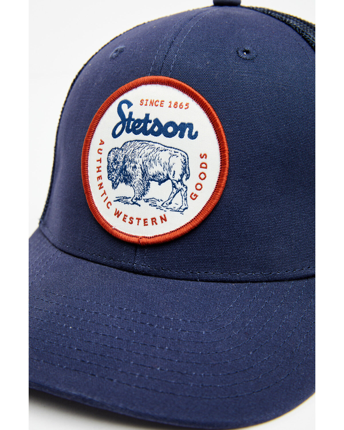 Image #2 - Stetson Men's Bison Circle Patch Trucker Cap, Navy, hi-res