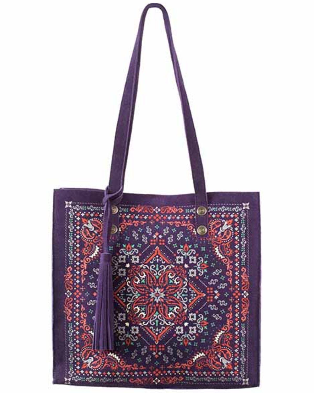 Scully Women's Printed Leather Tote, Blue, hi-res