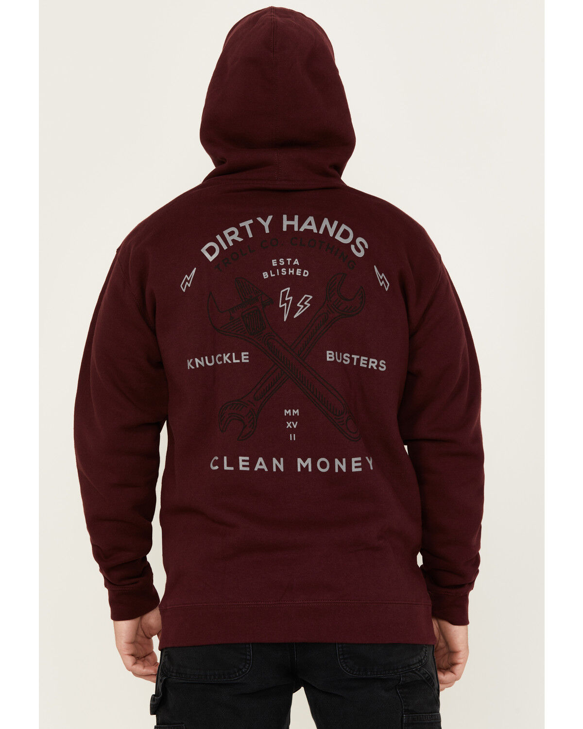Image #2 - Troll Co Men's Twisting Wrenches Hooded Sweatshirt, Maroon, hi-res
