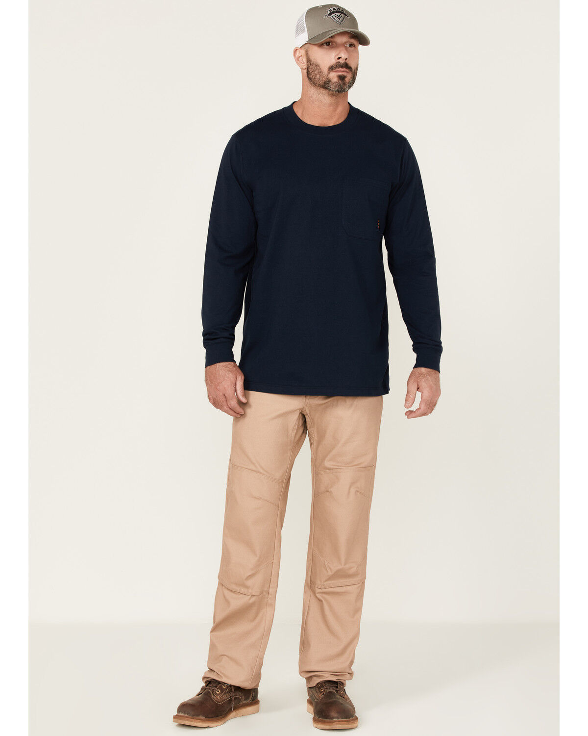Image #2 - Hawx Men's Forge Long Sleeve Work Pocket T-Shirt - Tall, Navy, hi-res