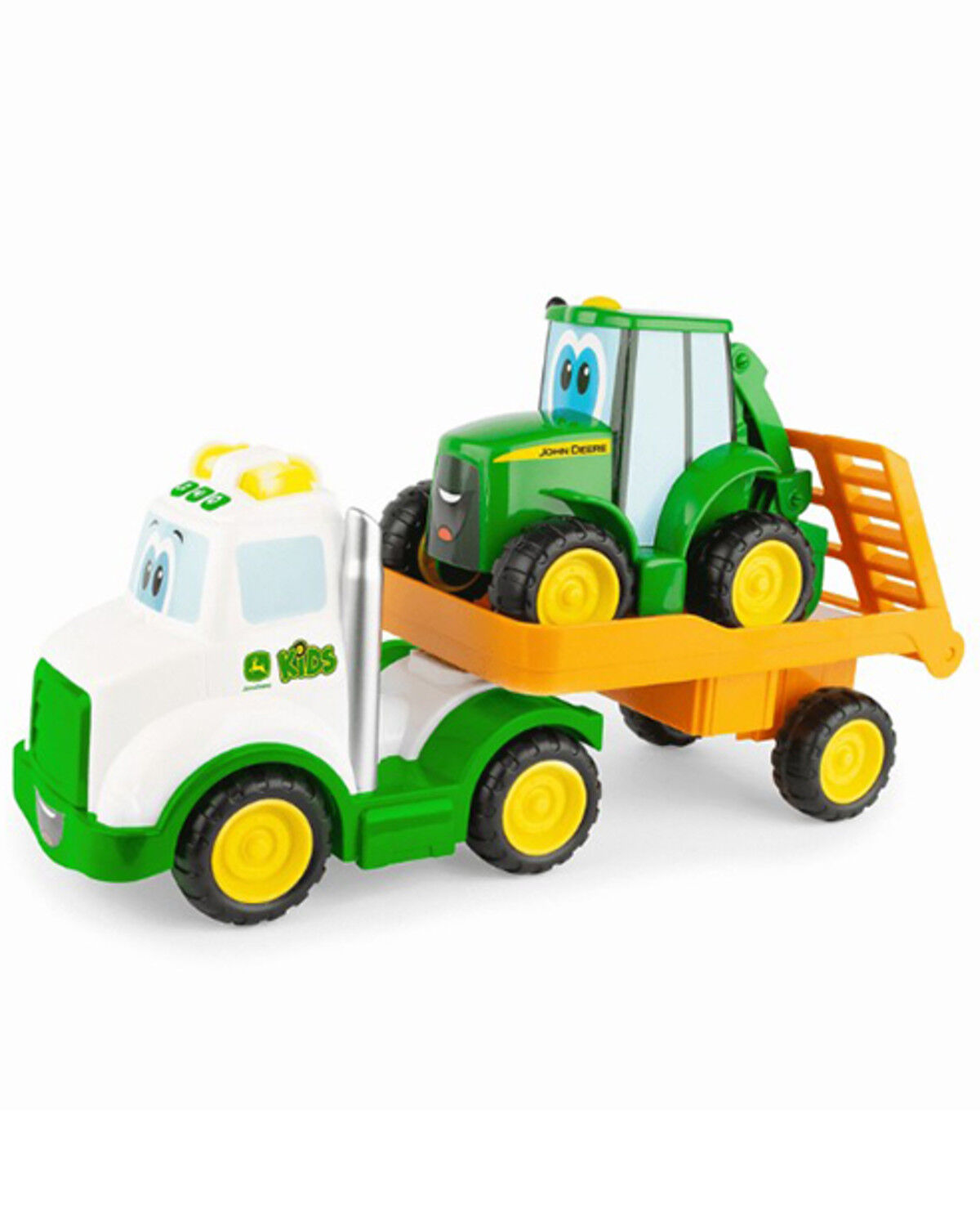 Image #1 - John Deere Lights & Sounds Farmin' Friends Toy Hauling Set with Truck and Backhoe Tractor, Multi, hi-res
