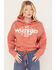 Image #1 - Wrangler Retro Women's Southwestern Print Logo Cropped Long Sleeve Hoodie, Red, hi-res