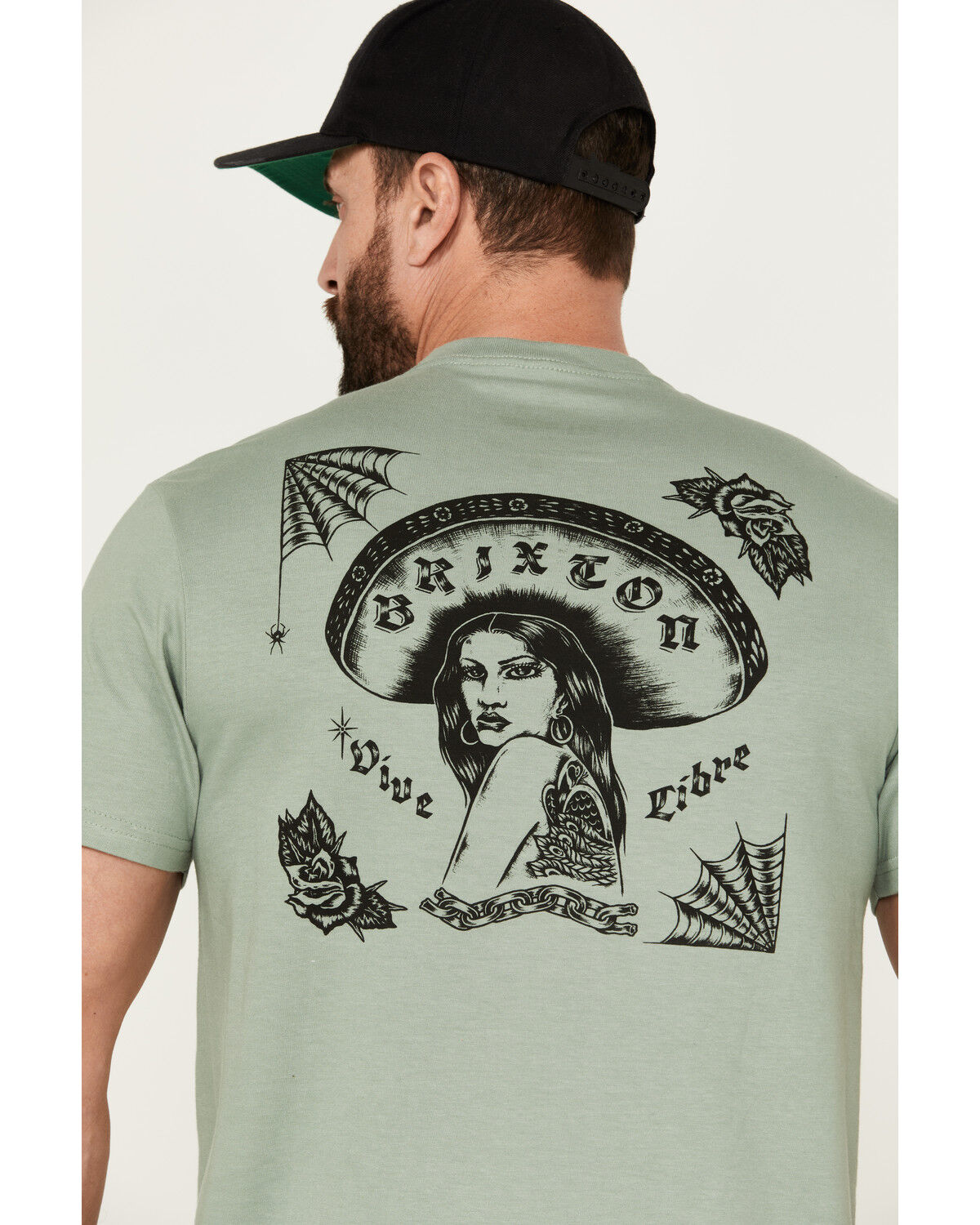 Image #4 - Brixton Men's Vive Libre Short Sleeve Graphic T-Shirt, Medium Green, hi-res