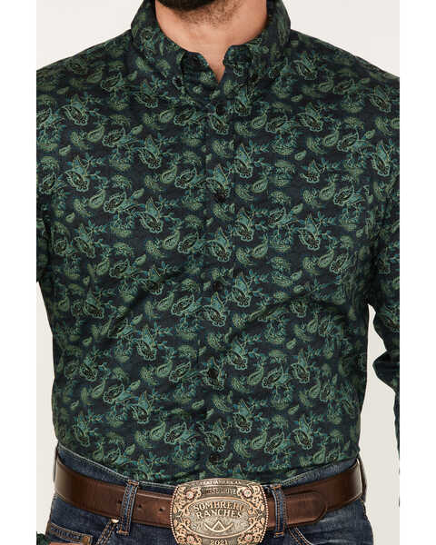 Image #3 - Cody James Men's Ringer Floral Print Button Down Western Shirt , Dark Green, hi-res