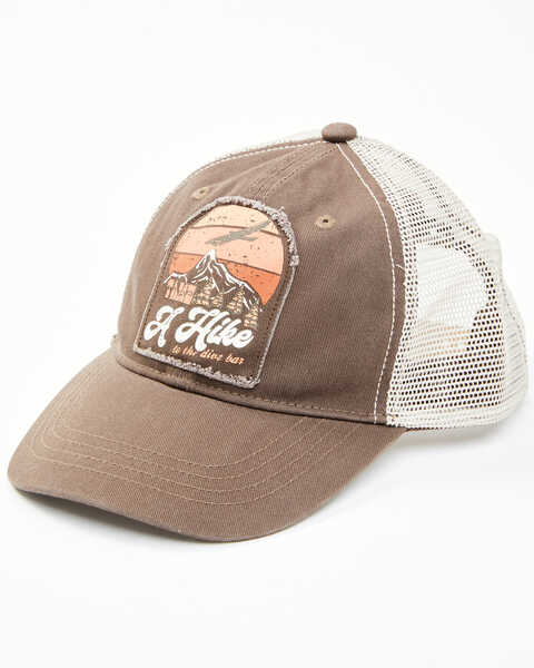 Image #1 - Shyanne Women's Take A Hike Embroidered Patch Mesh-Back Ball Cap , Dark Brown, hi-res