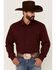 Roper Men's Vintage Solid Wine Long Sleeve Snap Western Shirt , Wine, hi-res