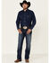 Wrangler Men's Dark Denim Solid Long Sleeve Western Shirt , Dark Blue, hi-res