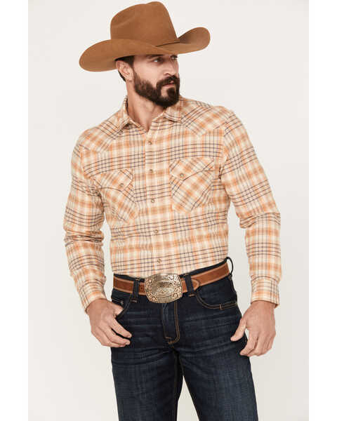 Pendleton Men's Wyatt Long Sleeve Snap Western Shirt, Tan, hi-res