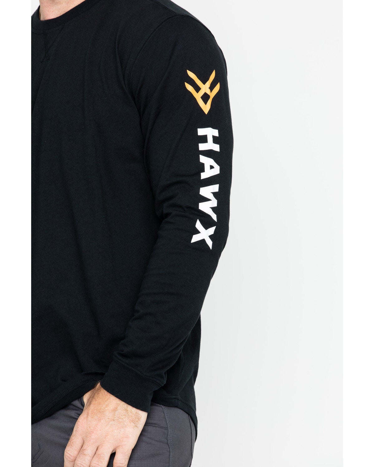 Image #4 - Hawx Men's Logo Crew Long Sleeve Work T-Shirt - Tall, Black, hi-res