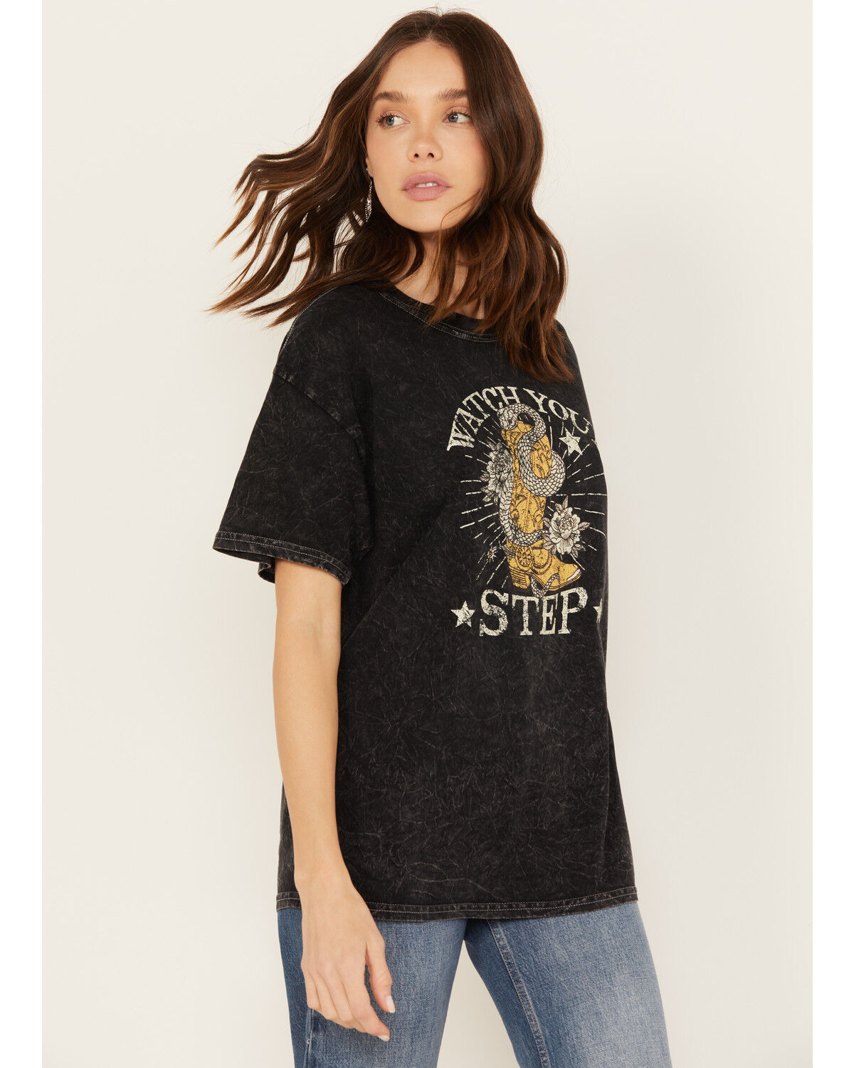 Image #2 - Youth in Revolt Women's Watch Your Step Short Sleeve Graphic Tee, Black, hi-res