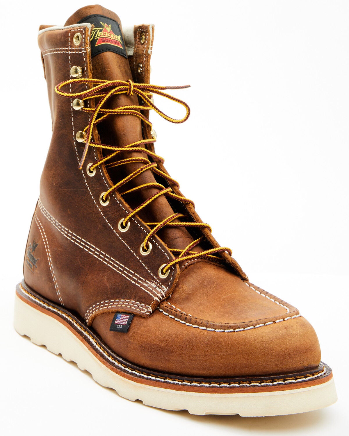Thorogood Men's 8" American Heritage MAXWear Wedge&trade; Moc Work Boots - Soft Toe, Brown, hi-res