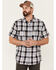 Image #1 - Brothers and Sons Men's Large Plaid Short Sleeve Button-Down Western Shirt, Navy, hi-res