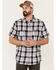 Image #1 - Brothers and Sons Men's Large Plaid Short Sleeve Button-Down Western Shirt , Navy, hi-res