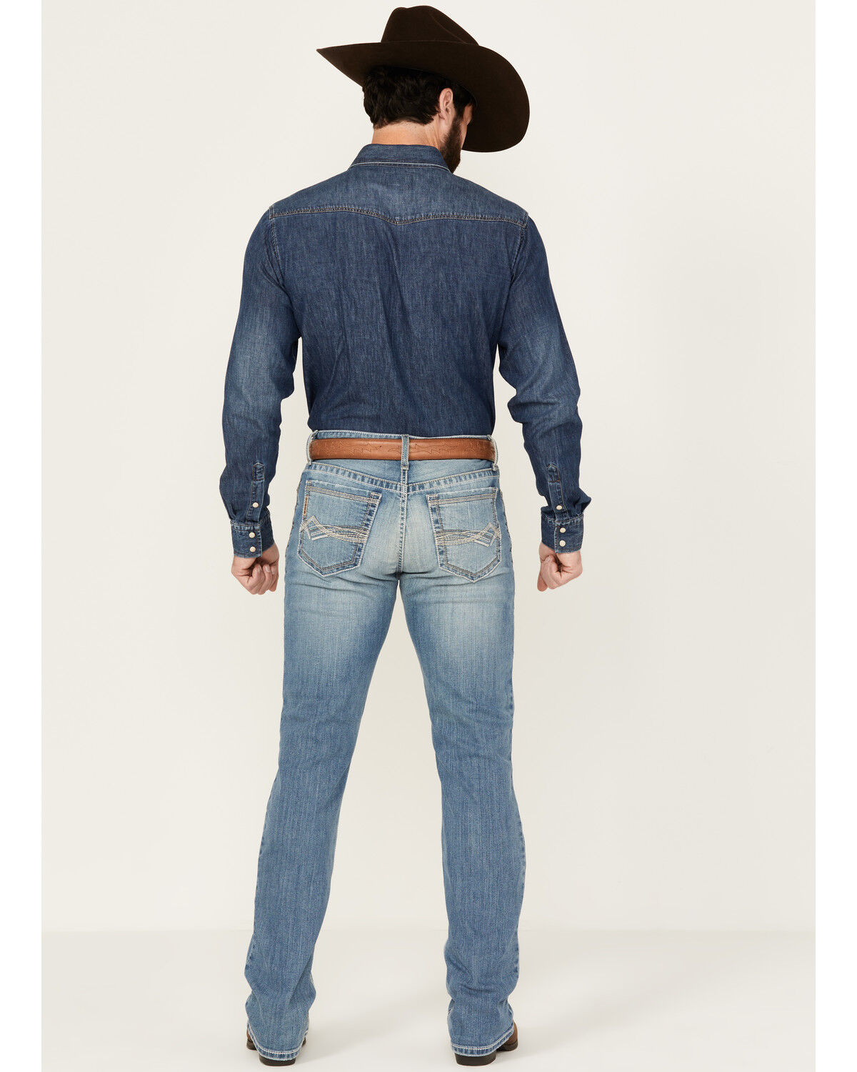 Image #3 - Cinch Men's Ian Light Stonewash Slim Bootcut Performance Stretch Denim Jeans, Light Wash, hi-res