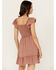 Image #4 - Angie Women's Eyelet Knot Front Mini Dress, Mauve, hi-res