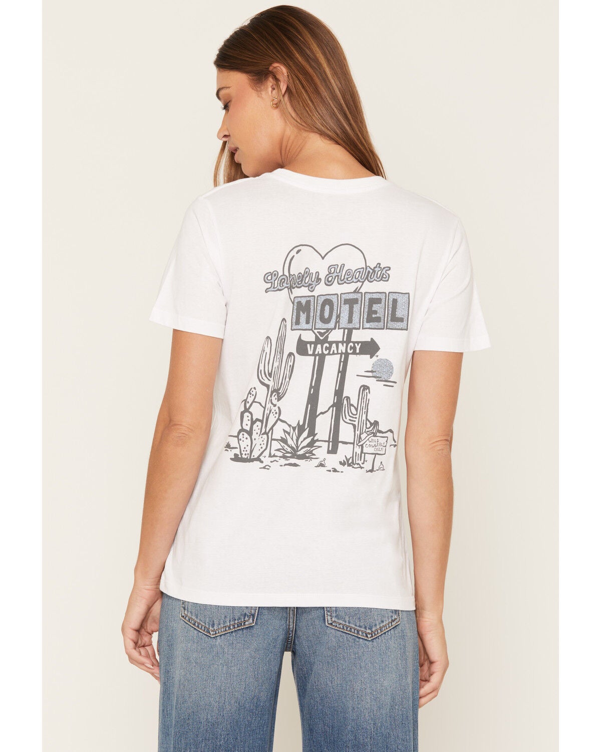 Cowgirl Up Women's Heart Short Sleeve Graphic Tee, White, hi-res