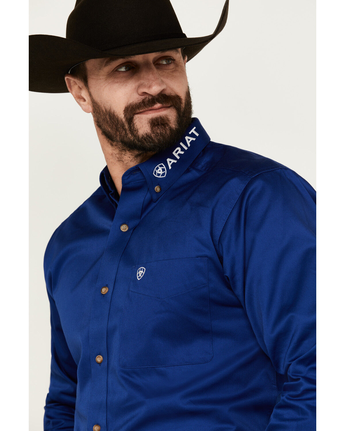Image #3 - Ariat Men's Team Logo Twill Fitted Long Sleeve Button-Down Western Shirt, Royal Blue, hi-res