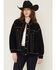Image #1 - Azalea Wang Women's Dark Wash Pearl Studded Button-Down Denim Jacket, Dark Wash, hi-res
