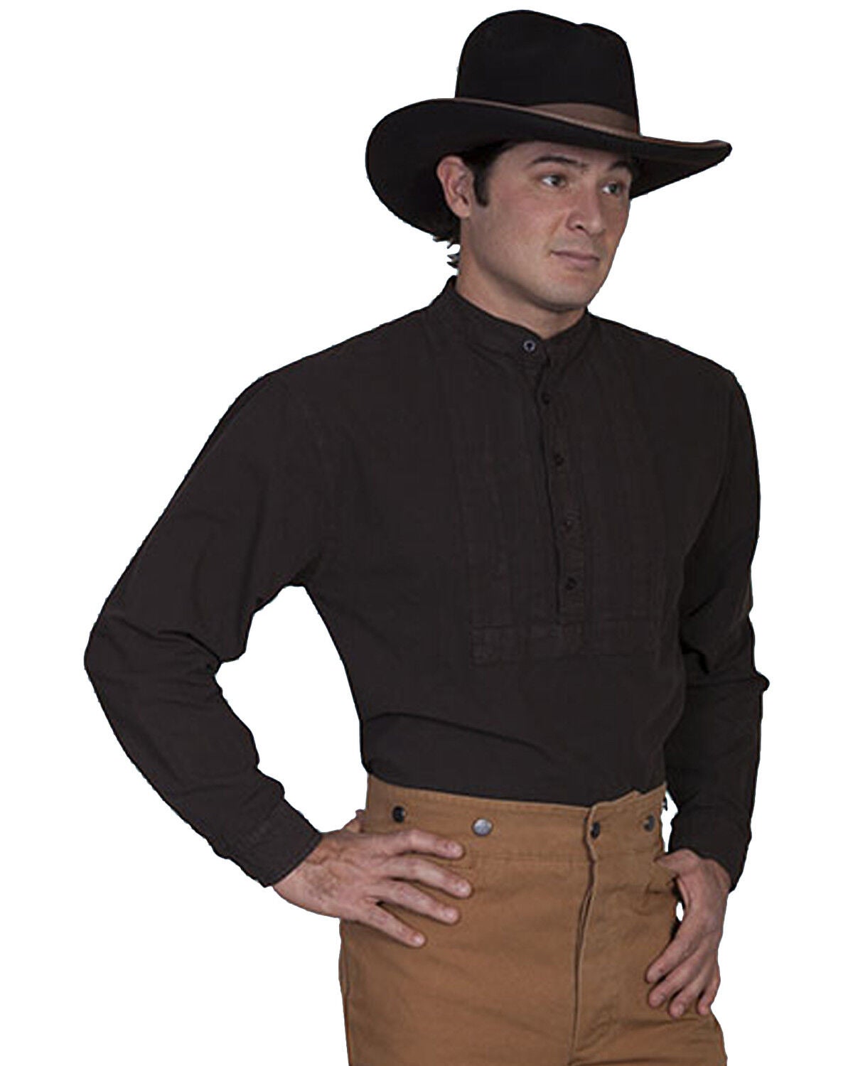Rangewear by Scully Pleated Inset Bib Shirt - Big & Tall, Brown, hi-res