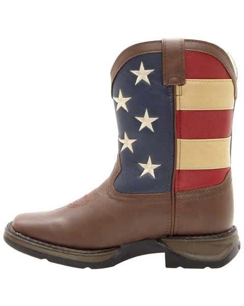 Image #3 - Durango Boys' American Flag Western Boots - Square Toe, Brown, hi-res