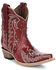 Image #1 - Circle G Women's Studded Ankle Boots - Snip Toe, Red, hi-res
