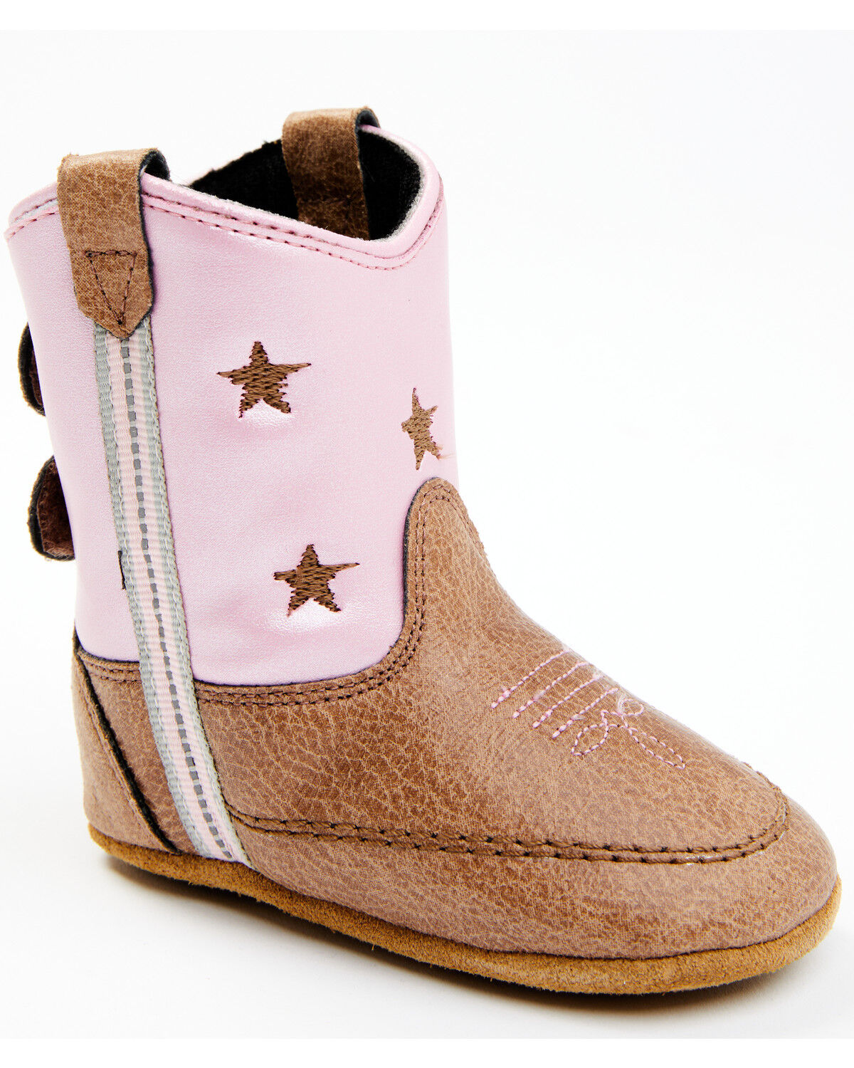 Image #1 - Boot Barn Infant Girls' Lia Poppet Little Star Western Boots - Round Toe, Brown/pink, hi-res