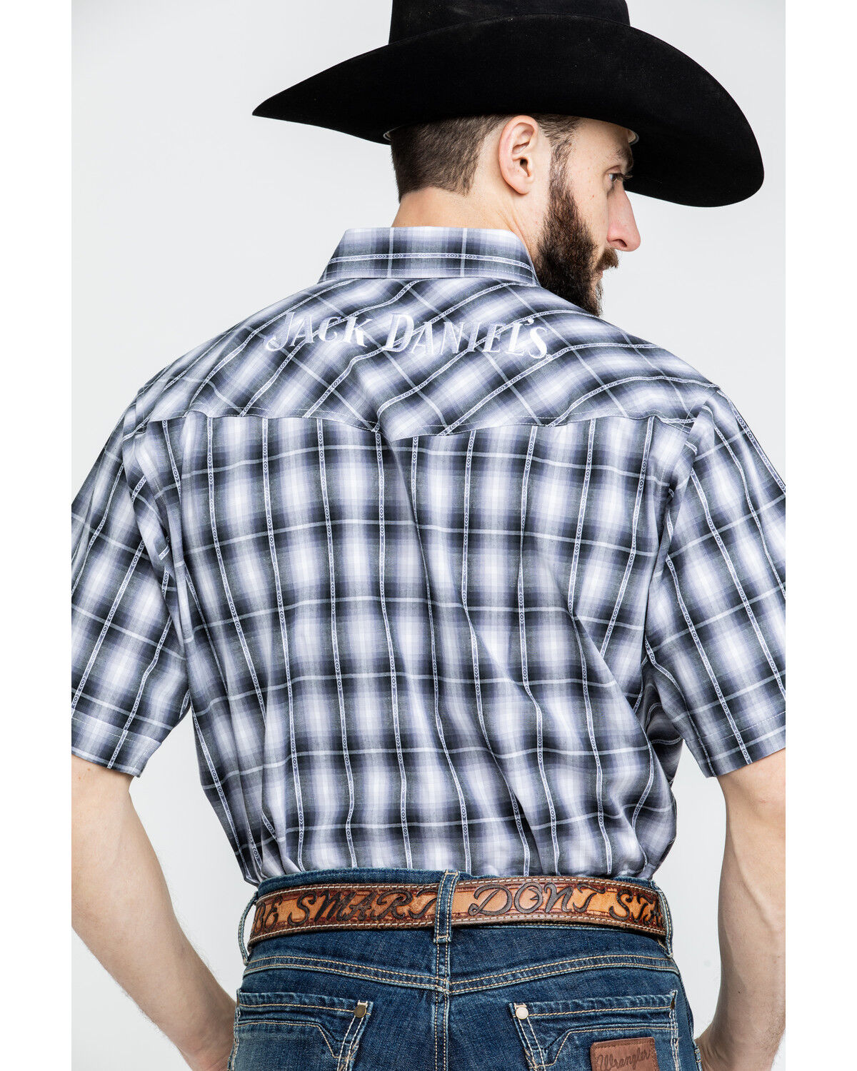 Image #2 - Jack Daniel's Men's Textured Plaid Print Short Sleeve Western Shirt, Black, hi-res