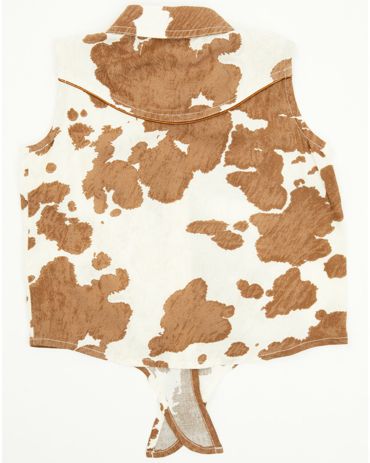 Image #3 - Shyanne Toddler Girls' Cow Print Sleeveless Snap Tie Front Shirt, Coffee, hi-res