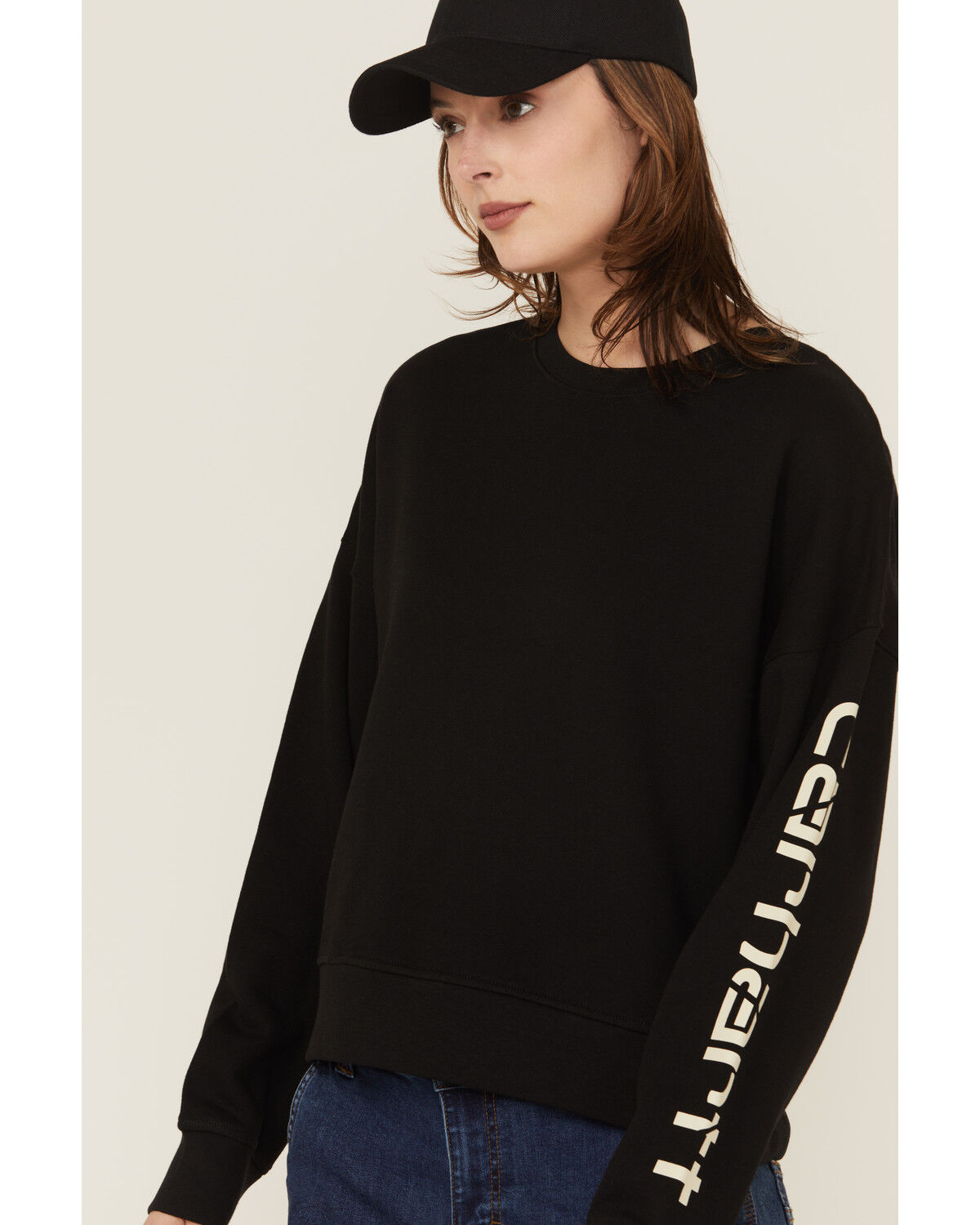 Image #2 - Carhartt Women's TENCEL™ Fiber Series Loose Fit Long Sleeve Graphic Sweatshirt, Black, hi-res