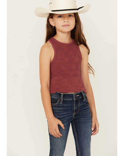 Fornia Girls' High Neck Tank Top , Wine, hi-res