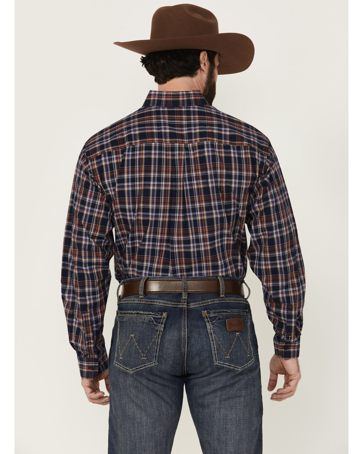 Image #4 - Cinch Men's Plaid Print Long Sleeve Button-Down Western Shirt, Navy, hi-res