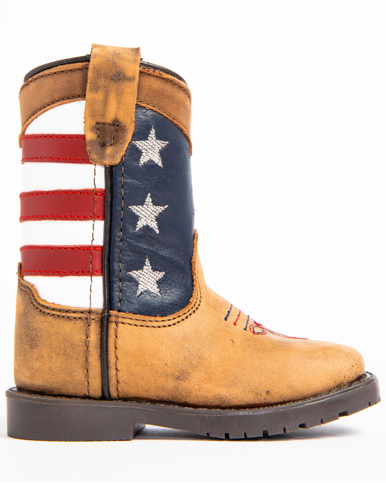 Cody James Toddler Boys' USA Flag Western Boots - Wide Square Toe, Brown, hi-res