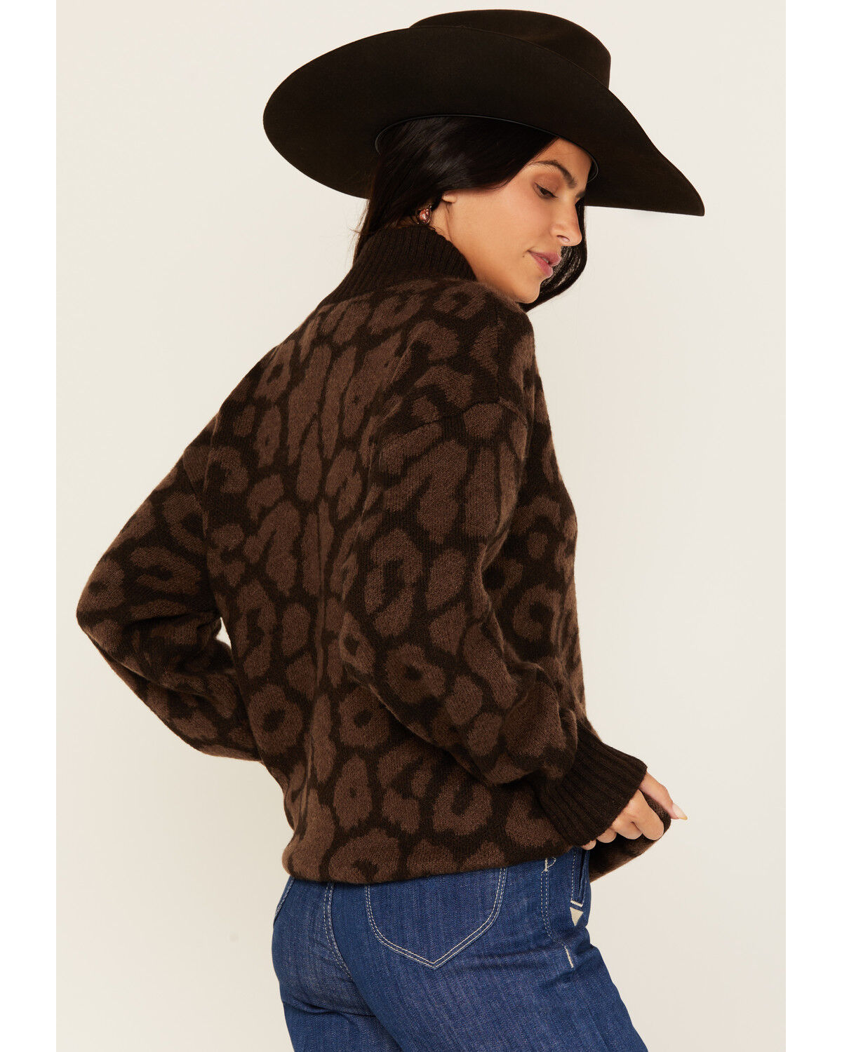 Image #4 - Ariat Women's Leopard Print Turtleneck Sweater, Brown, hi-res