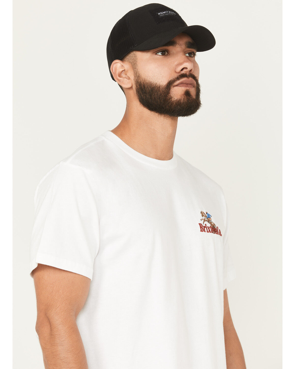 Image #2 - Brixton Men's Inwood Cowboy Embroidered Short Sleeve T-Shirt, White, hi-res