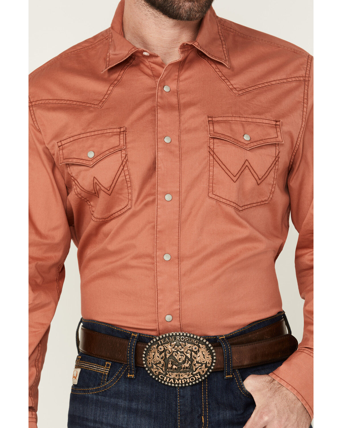 Image #3 - Wrangler Retro Men's Solid Long Sleeve Snap Western Shirt, , hi-res