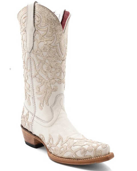 Ferrini Women's Starlight Western Boots - Snip Toe , White, hi-res