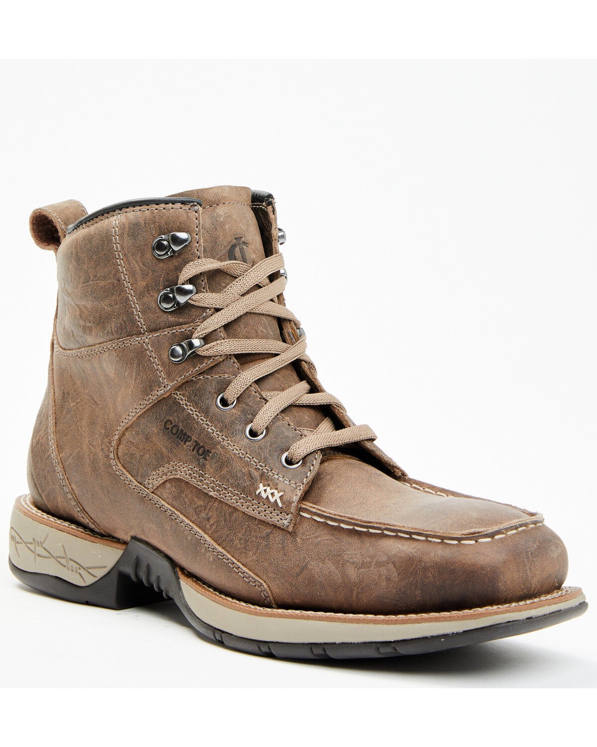 Cody James Men's 6.5" Xero Lite Lace-Up Moc Work Boots - Composite Toe, Bark, hi-res