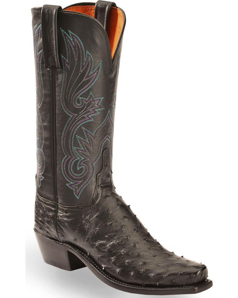 Lucchese Women's Handmade Black Dolly Full Quill Ostrich Western Boots