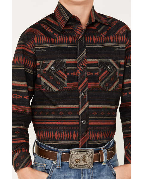 Image #3 - Rock & Roll Denim Boys' Southwestern Stripe Print Long Sleeve Snap Western Shirt, Black, hi-res