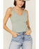 Image #2 - Miss Me Women's Found My Love Knot Jade Ribbed Tank, Sage, hi-res