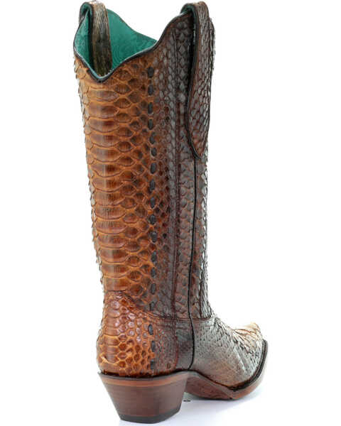 Image #2 - Corral Women's Tan Full Python Woven Cowgirl Boots - Snip Toe, , hi-res